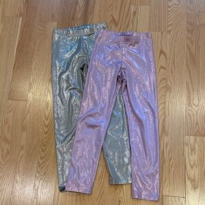 Old Navy Shiny Metallic Leggings - Pink & Silver